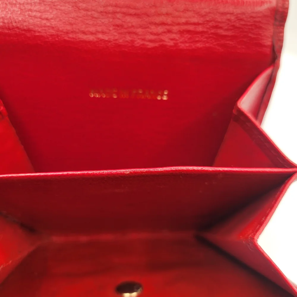 CHANEL Red Leather Wallet Luxurious Design